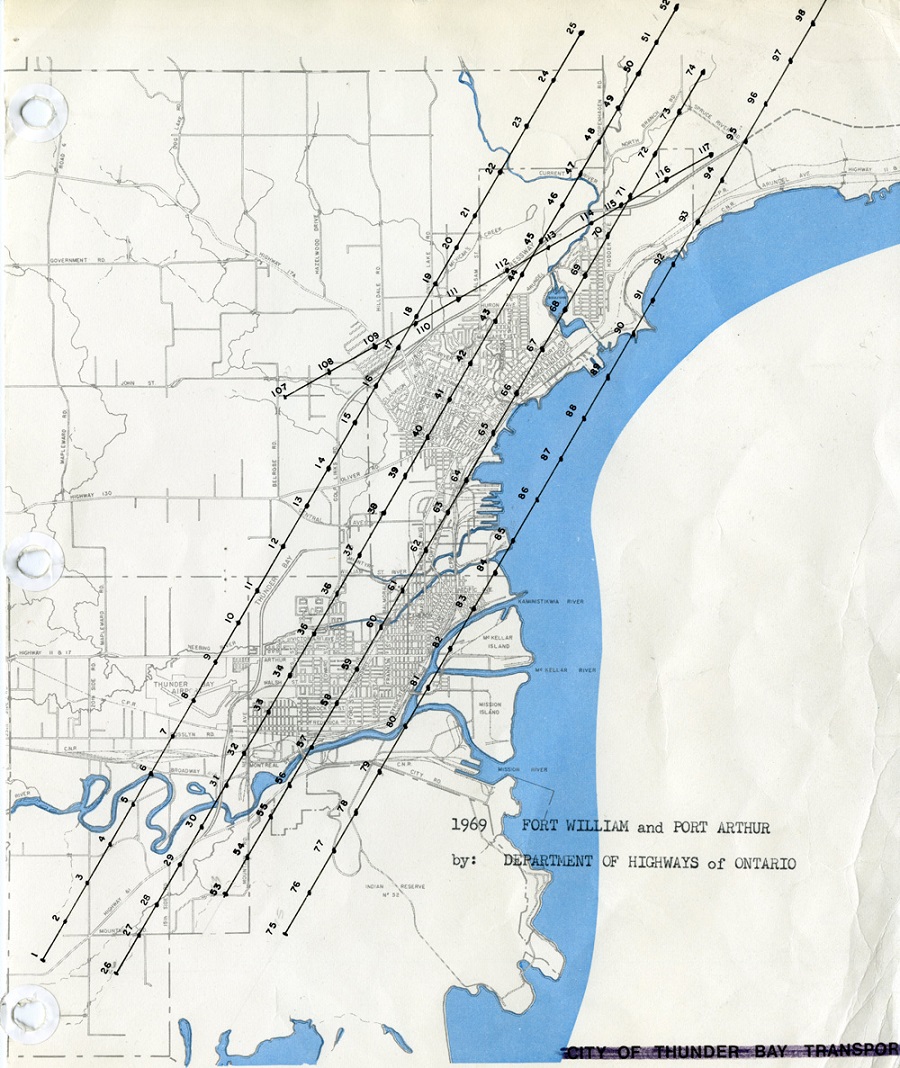 A map showing all major landmarks in the City of Thunder Bay
