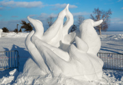 An abstract snow sculpture highlighting the form and flow of snow