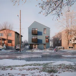 A sixplex built on an existing residental lot