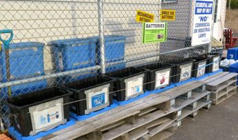 Household Hazardous Waste bins at City of Thunder Bay Solid Waste & Recycling Facility