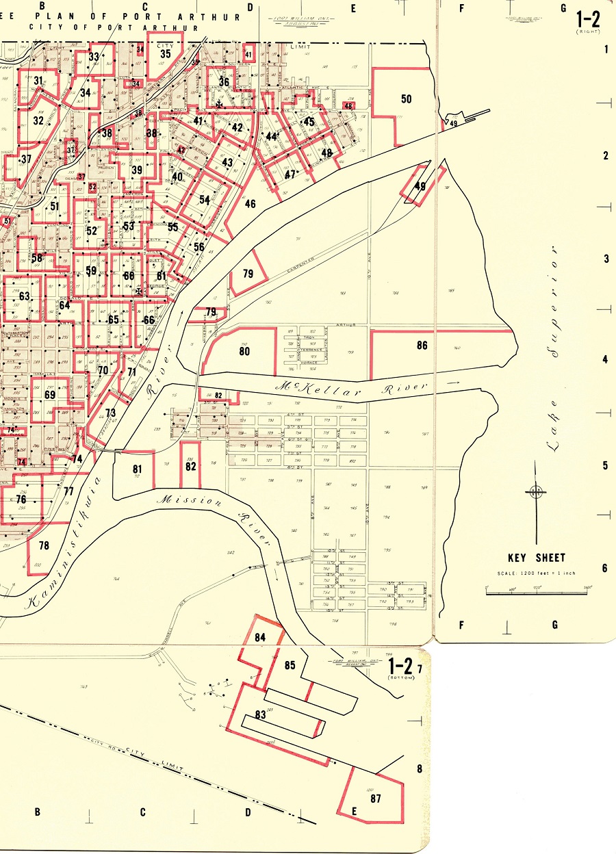 A map detailing housing lots and city streets